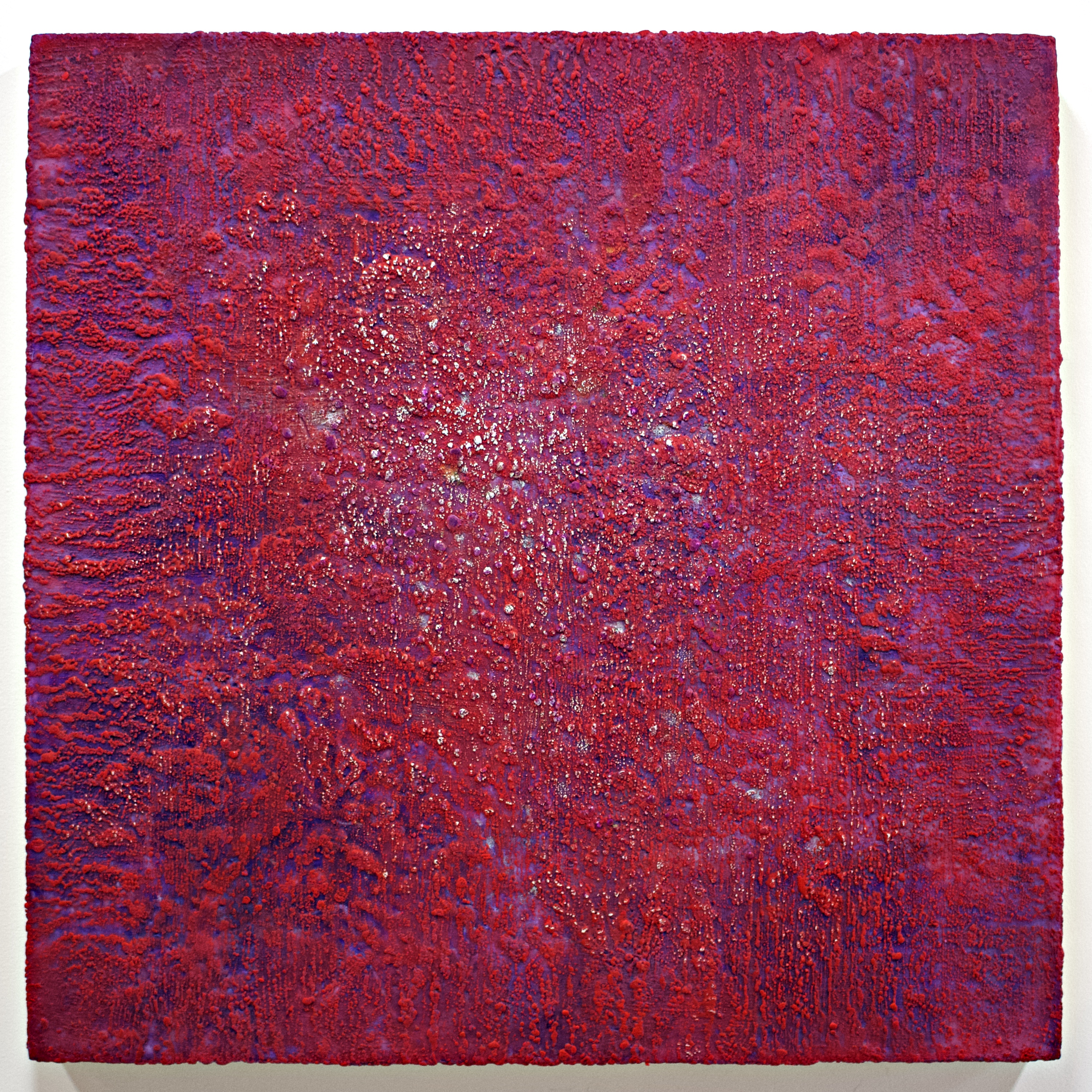 Festival, 30 x 30", Oil, encaustic and aluminum on panel