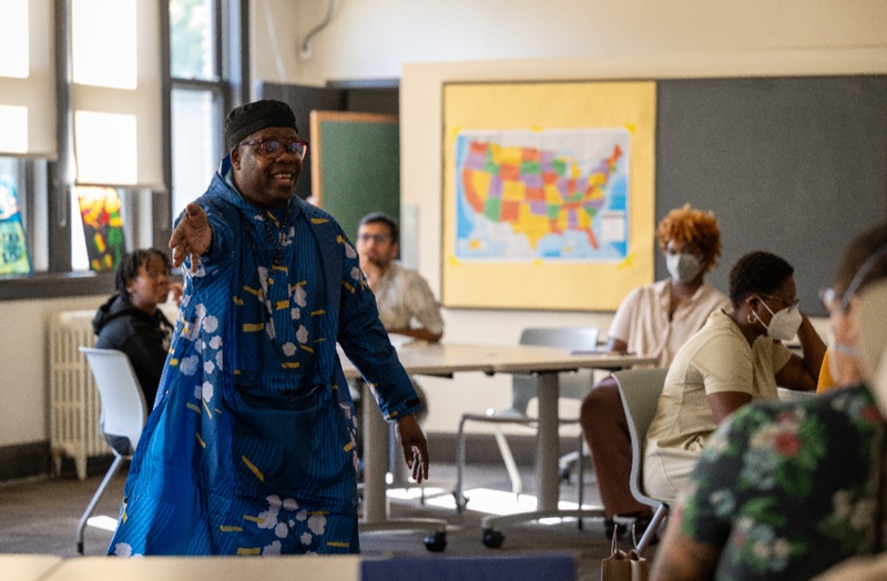  avery r. young teaching a ChiSoul Poetry workshop at the Chicago Public Library Austin Branch 