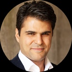 Male violinist Brown hair, brown eyes wearing a navy suit/shirt holding a violin